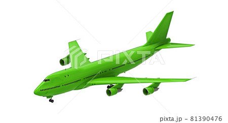 Green airplane on white isolated background. Large passenger aircraft of large capacity for long transatlantic flights. 3d illustration. 81390476