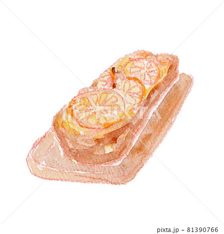 レモンのパウンドケーキの水彩イラスト 81390766