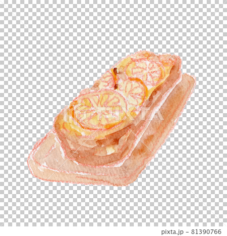 レモンのパウンドケーキの水彩イラスト 81390766