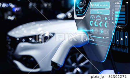 EV charging station for electric car in concept of alternative green energy 81392271