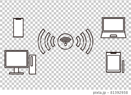 デジタルデバイスのwifiの接続イメージイラスト 81392938