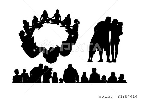 A group of people silhouette. People are sitting in a circle. Vector illustration A group of people silhouette. People are sitting in a circle. Vector illustration 81394414