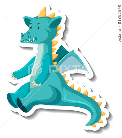 Cute blue dragon cartoon character sticker Cute blue dragon cartoon character sticker 81395840