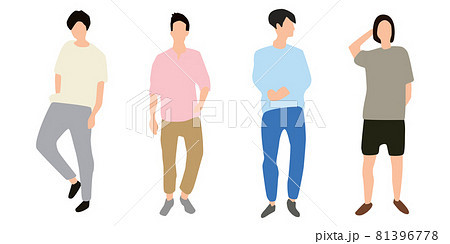 スタイリッシュな男性ファッションシルエットのベクターアイコンイラスト白背景のイラスト素材