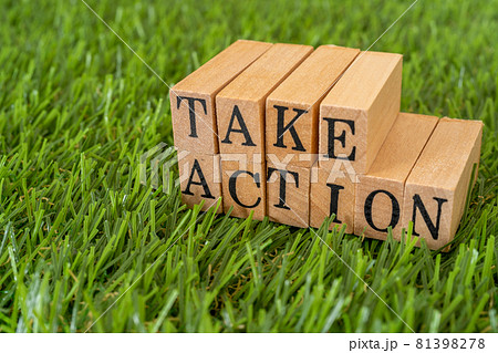 行動を起こす｜「TAKE ACTION」と書かれたスタンプ 81398278