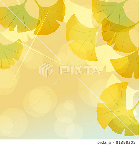 銀杏の葉と光とぼかしの背景のイラスト素材