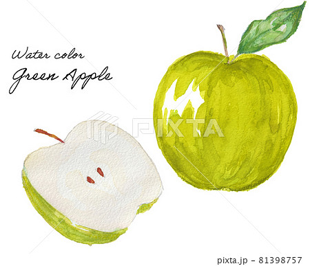 水彩イラストの青りんごのイラスト素材 [81398757] - PIXTA