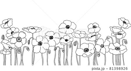 お洒落な花の線画背景のイラスト素材