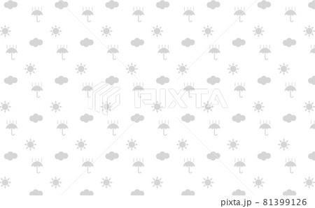 天気のアイコンのパターン 晴れ・曇り・雨 薄いグレー（モノクロ） 81399126