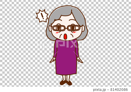 ＜全身・正面＞ちょっと驚いて体がピンとなる高齢の女性 81402086