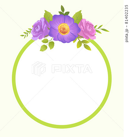 Round Border Blooming Springtime Flowers Vector 81402235