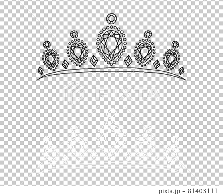 Tiara lined with aquamarine and diamonds Hand-drawn line drawing illustration_032 Tiara lined with aquamarine and diamonds Hand-drawn line drawing illustration_032 81403111