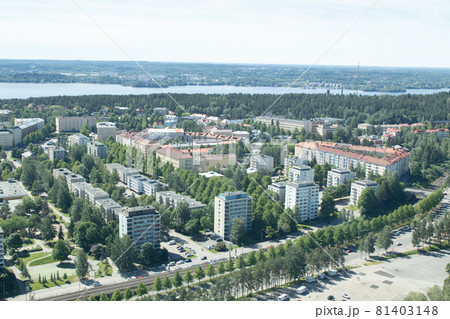 Beautiful top view of the Tampere city at summer day, Finland. Beautiful top view of the Tampere city at summer day, Finland. 81403148