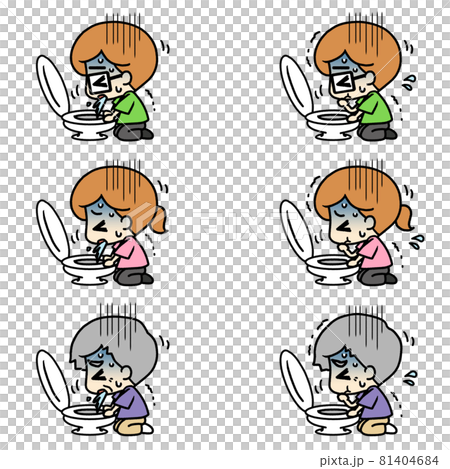 トイレで嘔吐している人のイラスト 81404684