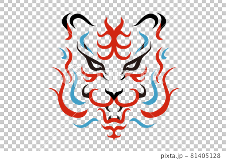Kabuki Kumadori 式虎臉矢量圖 Kabuki Kumadori 式虎臉矢量圖 81405128