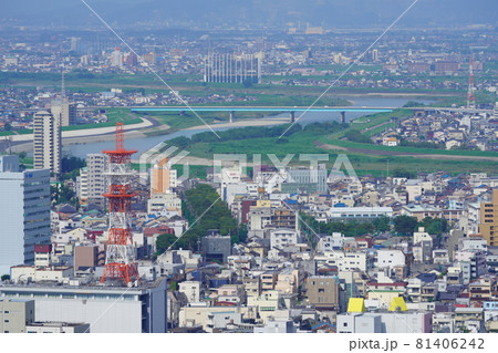 金華山ドライブウェイ展望台から見た鏡島大橋 81406242