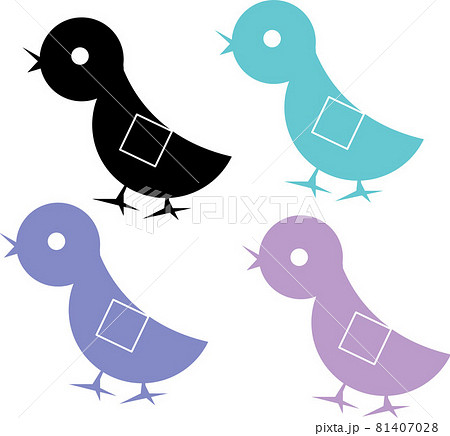 歩いている小鳥のアイコンセットイラストのイラスト素材