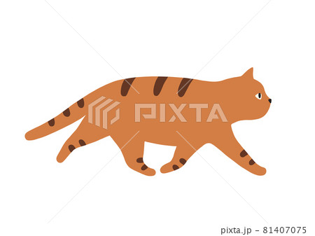 小走りな猫のイラスト トラ猫のイラスト素材