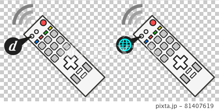 Illustration of a TV remote control that operates a TV Illustration of a TV remote control that operates a TV 81407619