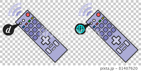 Illustration of a TV remote control that operates a TV 81407620