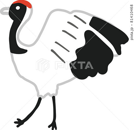 かわいい鶴アイコン ゆるい手描き 年賀状素材のイラスト素材