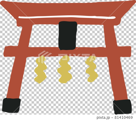 Cute torii icon loose hand-painted New Year's card material 81410469