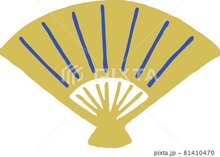 かわいい扇子アイコン ゆるい手描き 年賀状素材のイラスト素材