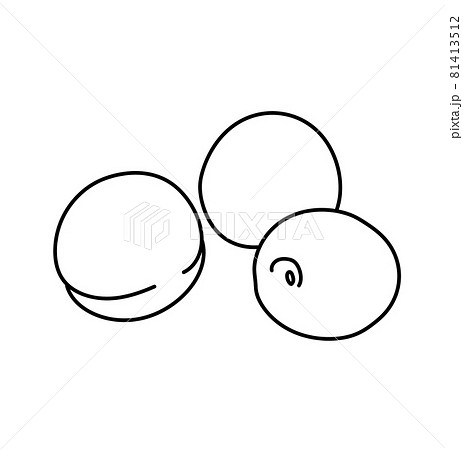 フルーツ カットイラスト 農産物 果物 果実 白黒 モノクロのイラスト素材