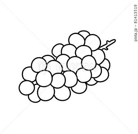 フルーツ カットイラスト 農産物 果物 果実 白黒 モノクロのイラスト素材