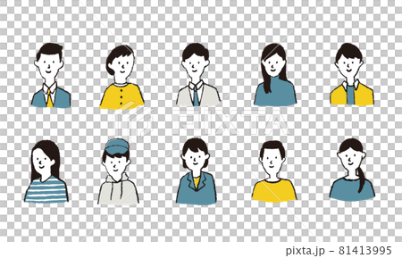 手描き風のイラストアイコンセット ヤングアダルト 大学生 若者 手描き風のイラストアイコンセット ヤングアダルト 大学生 若者 81413995