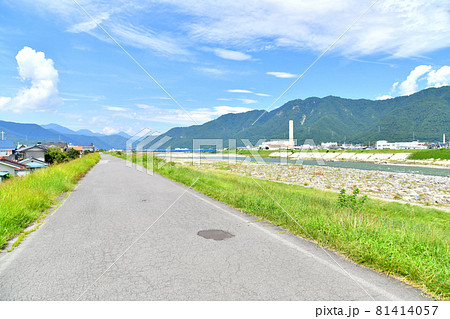 古舟橋/千曲川周辺を上流方面より望む(長野県上田市)【2021.8】 古舟橋/千曲川周辺を上流方面より望む(長野県上田市)【2021.8】 81414057