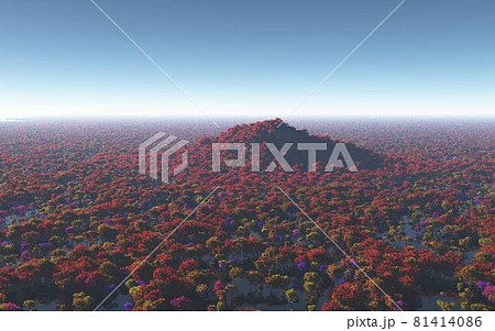 秋の紅葉 きれいな風景 景色を求めて紅葉の山へのイラスト素材
