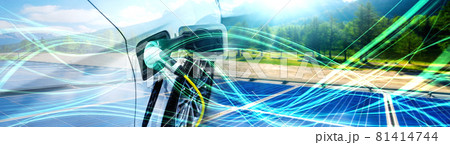 EV charging station for electric car in concept of green sustainable energy 81414744