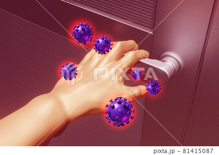 衛生喚起イメージ(アルミドアと手/3DCG) 衛生喚起イメージ(アルミドアと手/3DCG) 81415087
