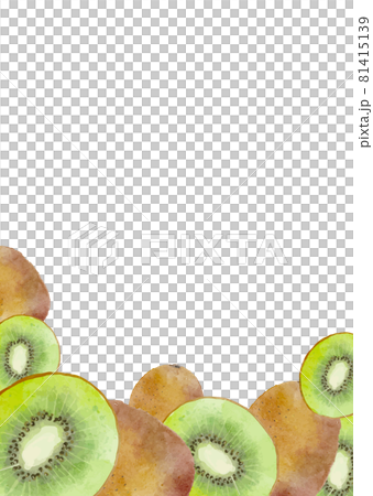水彩風格的水果插圖，獼猴桃切背景 81415139