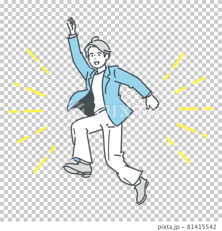 ジャンプするビジネスマンの全身イラスト素材 81415542