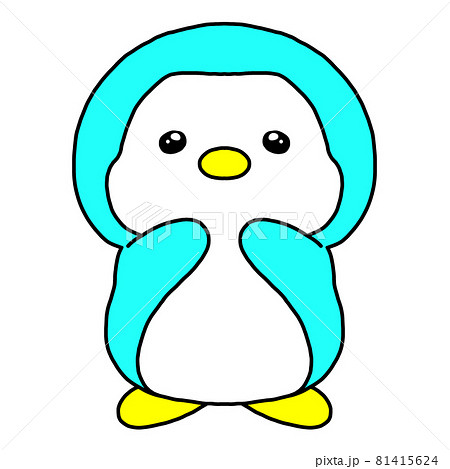 かわいいペンギン水色のイラスト素材