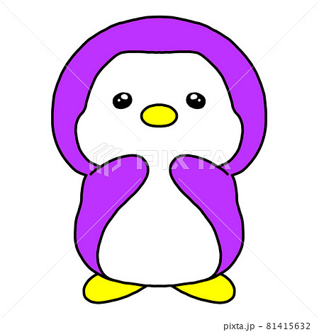 かわいいペンギン紫のイラスト素材