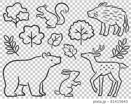 手繪風線描森林動物插畫 手繪風線描森林動物插畫 81415643