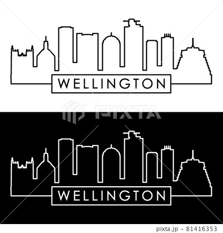 Wellington skyline. Linear style.  81416353