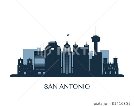 San Antonio skyline, monochrome silhouette.  81416355