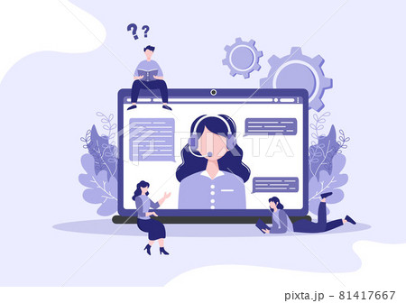 Robot Virtual Assistance or Chatbot Background Vector illustration. People smartphone conversation with Online technical support and Messaging Robot Virtual Assistance or Chatbot Background Vector illustration. People smartphone conversation with Online technical support and Messaging 81417667