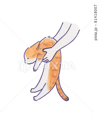 持ち上げられた猫のイラスト素材