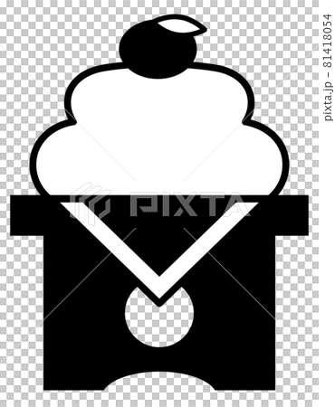 お正月や年賀状に使えるシンプルな白黒の鏡もちのイラスト素材