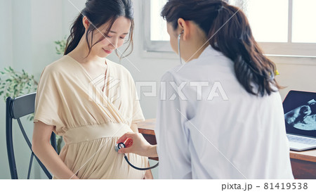 診察を受ける妊婦　産婦人科　レディースクリニック 81419538