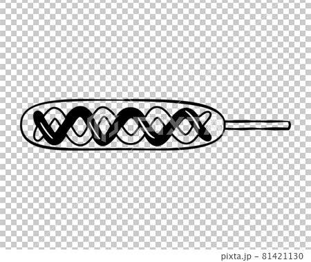 夏祭りのイラスト素材 フランクフルト モノクロ線画 のイラスト素材