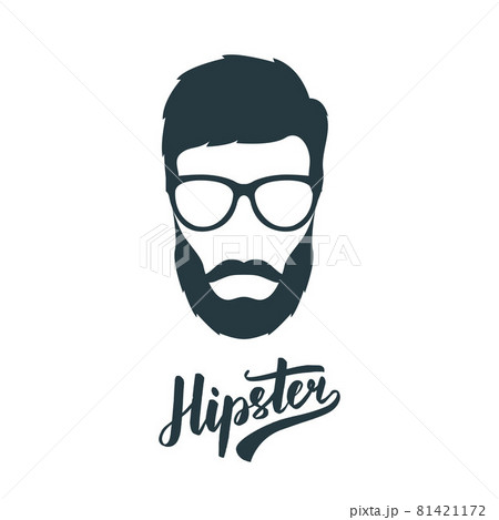 Hipster face with retro glasses. 81421172