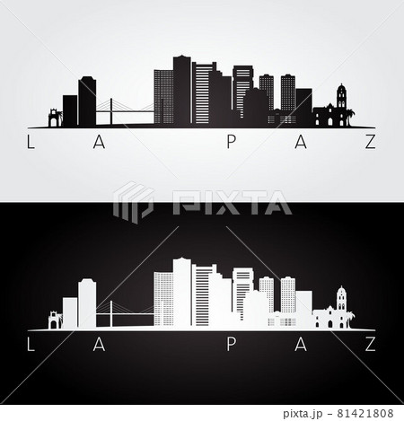 La Paz skyline and landmarks silhouette 81421808