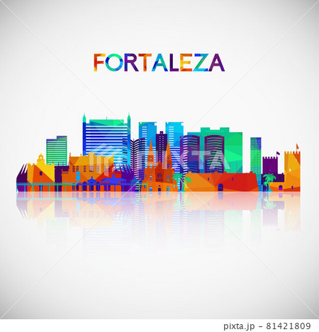 Fortaleza skyline silhouette in colorful geometric style.  81421809