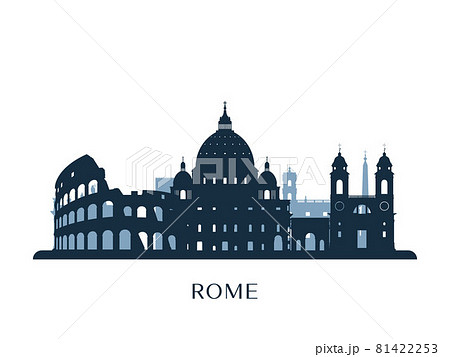 Rome skyline, monochrome silhouette. 81422253